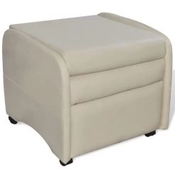 VidaXL Fauteuil Inklapbaar Kunstleer Crème -Bankstoel Winkel b389aa13d4a8403195f51737325a60fa