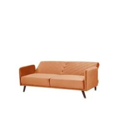 Beliani Driezitsbank - SENJA Oranje Fluweel -Bankstoel Winkel b4dde5cc15034f9ab07f446bb26d9150