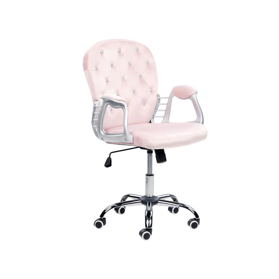 Beliani Bureaustoel PRINCESS - Roze Fluweel 4 Beliani Bureaustoel PRINCESS - Roze Fluweel - Afbeelding 4