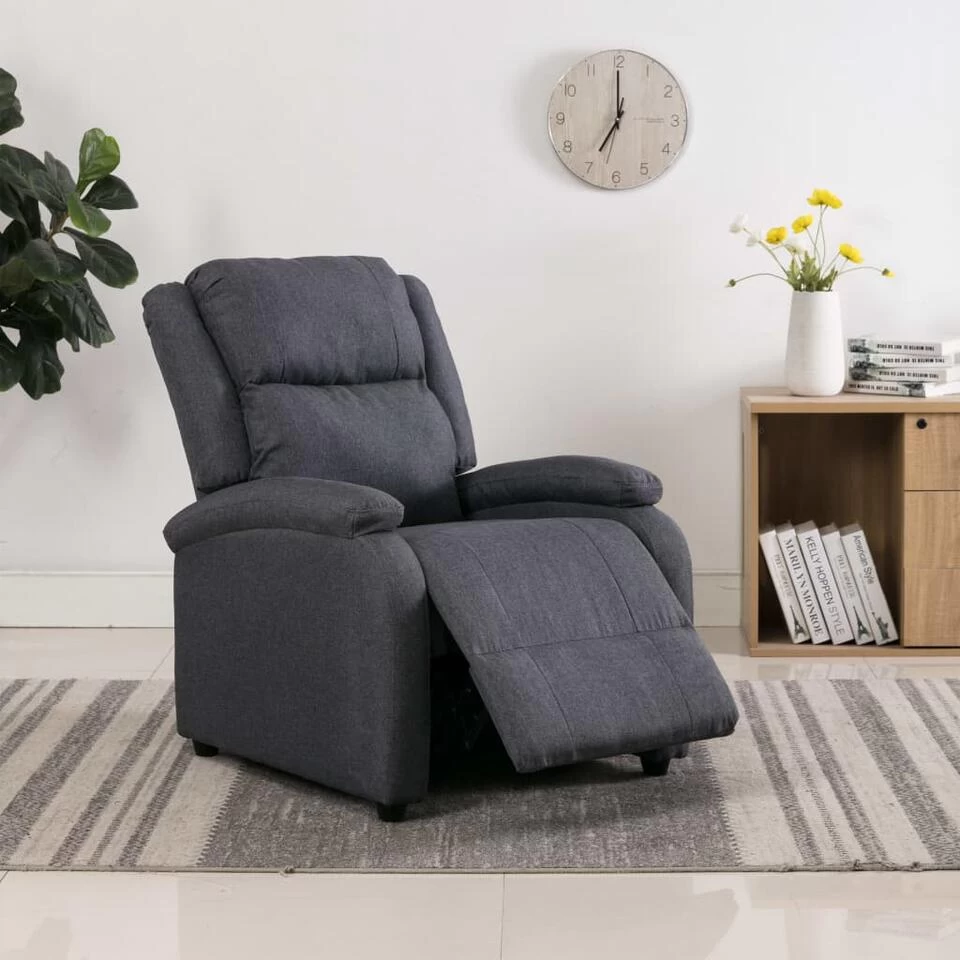 VidaXL Fauteuil Verstelbaar Stof Donkergrijs 2 VidaXL Fauteuil Verstelbaar Stof Donkergrijs - Afbeelding 2
