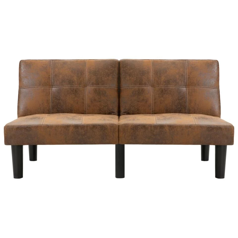 VidaXL Tweezitsbank Kunstsuède Bruin 4 VidaXL Tweezitsbank Kunstsuède Bruin - Afbeelding 4