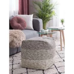Beliani Poef HIRRI - Grijs Katoen -Bankstoel Winkel dd0564ddd04249c98787bee81a4c0e0b