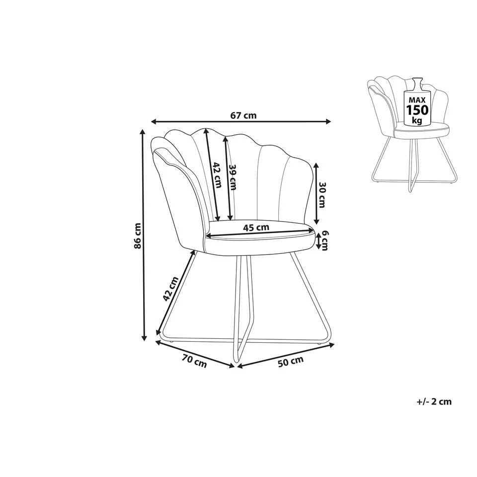 Beliani Fauteuil LOVELOCK - Beige Fluweel 3 Beliani Fauteuil LOVELOCK - Beige Fluweel - Afbeelding 3