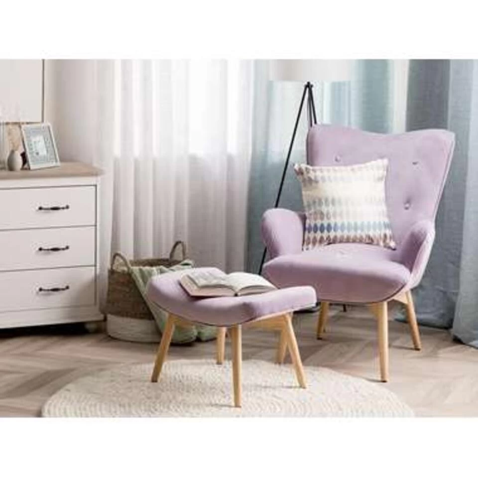 Beliani Fauteuil VEJLE - Paars Fluweel 2 Beliani Fauteuil VEJLE - Paars Fluweel - Afbeelding 2