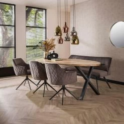 Diego Eetkamerbank Velvet - Stof - Grijs -Bankstoel Winkel e3f7771d5100476abde53d2a1f277263