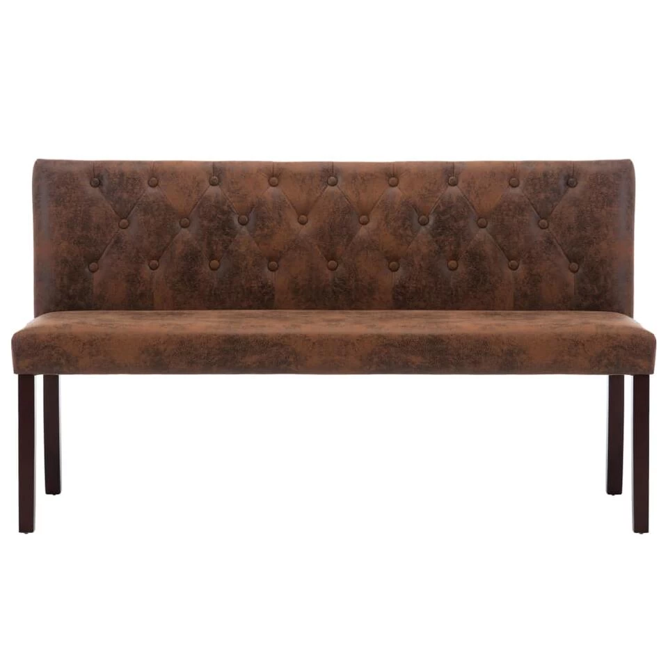 VidaXL Bankje 148,5 Cm Kunstsuède Bruin 3 VidaXL Bankje 148,5 Cm Kunstsuède Bruin - Afbeelding 3