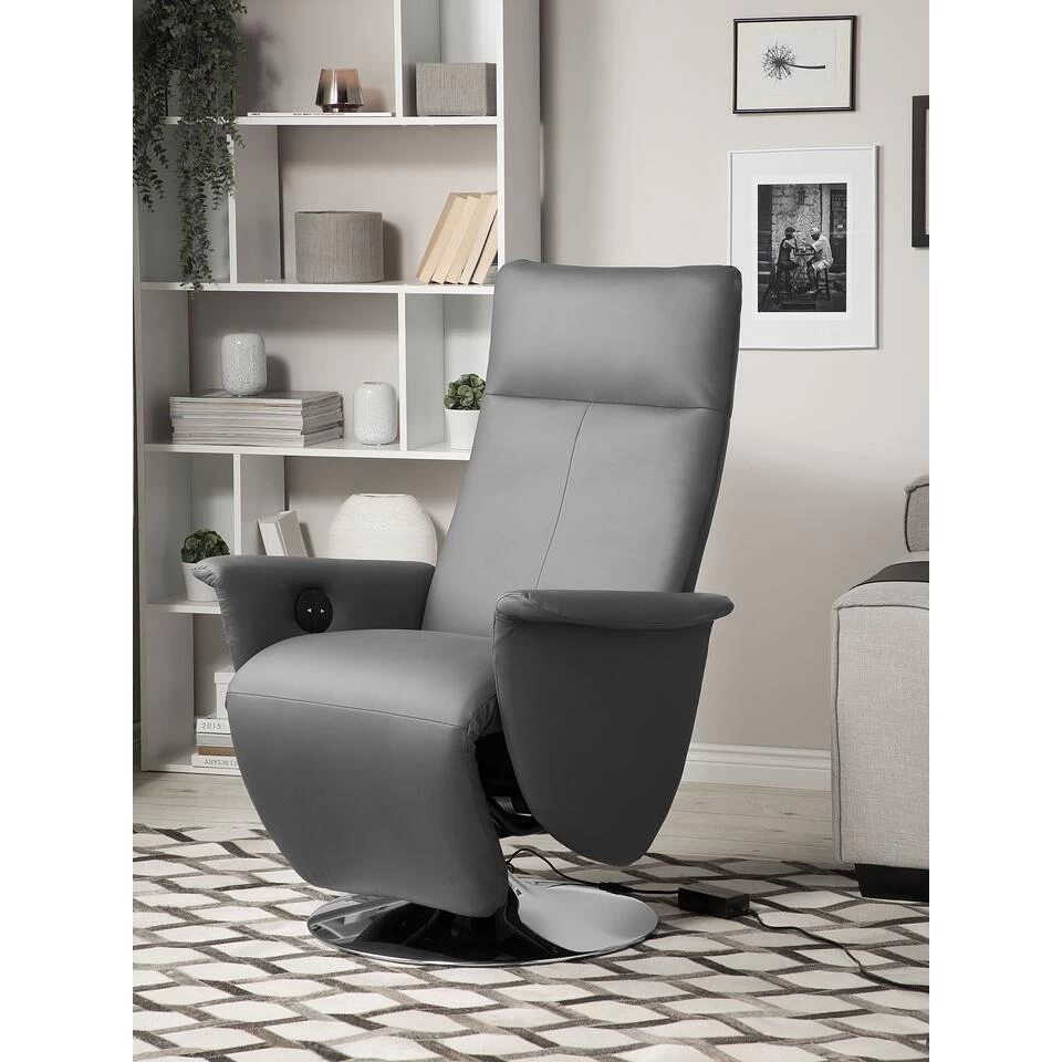 Beliani TV-fauteuil PRIME - Grijs Kunstleer 4 Beliani TV-fauteuil PRIME - Grijs Kunstleer - Afbeelding 4