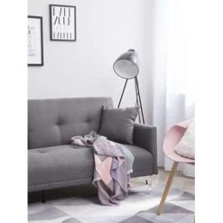 Beliani Slaapbank - LUCAN Grijs Polyester -Bankstoel Winkel f69e4fda926842babe1c26f6898cc4f2