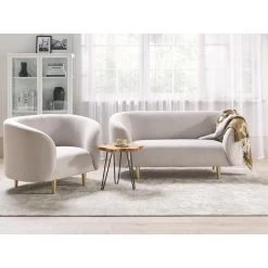 Beliani Fauteuil LOEN - Beige Polyester -Bankstoel Winkel f84d091879834a88957588b0d47d5a89
