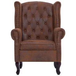 VidaXL Fauteuil En Voetenbank Chesterfield-stijl Kunstsuède Bruin -Bankstoel Winkel f8c67b80f8694d30a4a9e39ef9aa9566