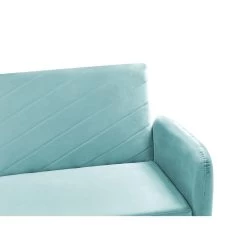 Beliani Driezitsbank - SENJA Blauw Fluweel -Bankstoel Winkel fa9d99b3b88144f48f90fbdccb1b9263