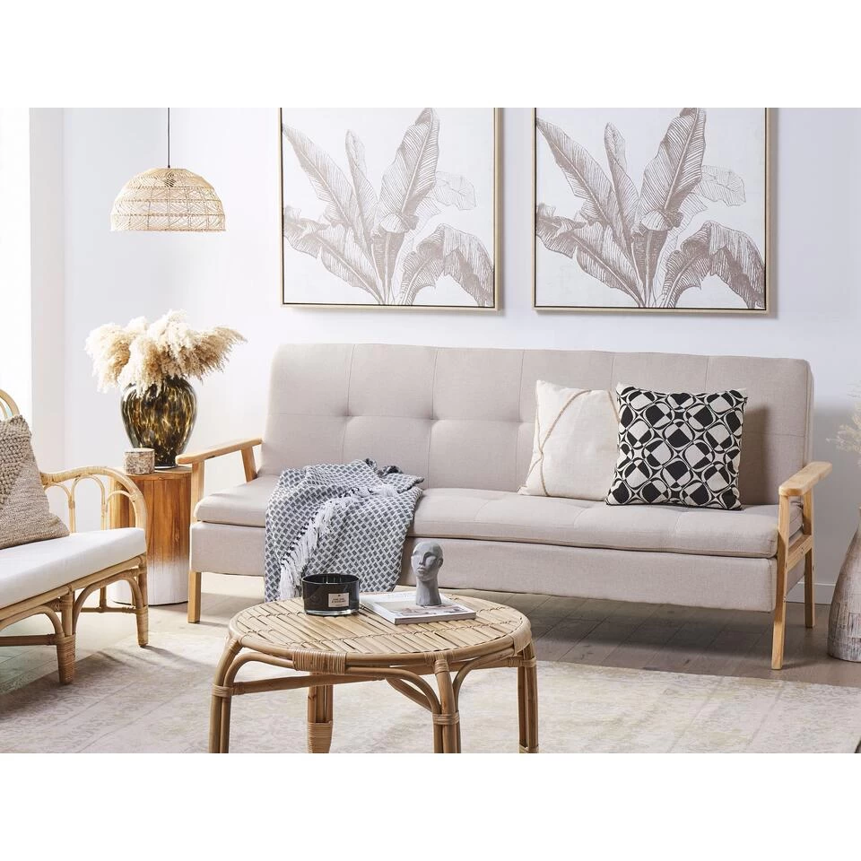 Beliani Slaapbank - TJORN Beige Polyester 2 Beliani Slaapbank - TJORN Beige Polyester - Afbeelding 2