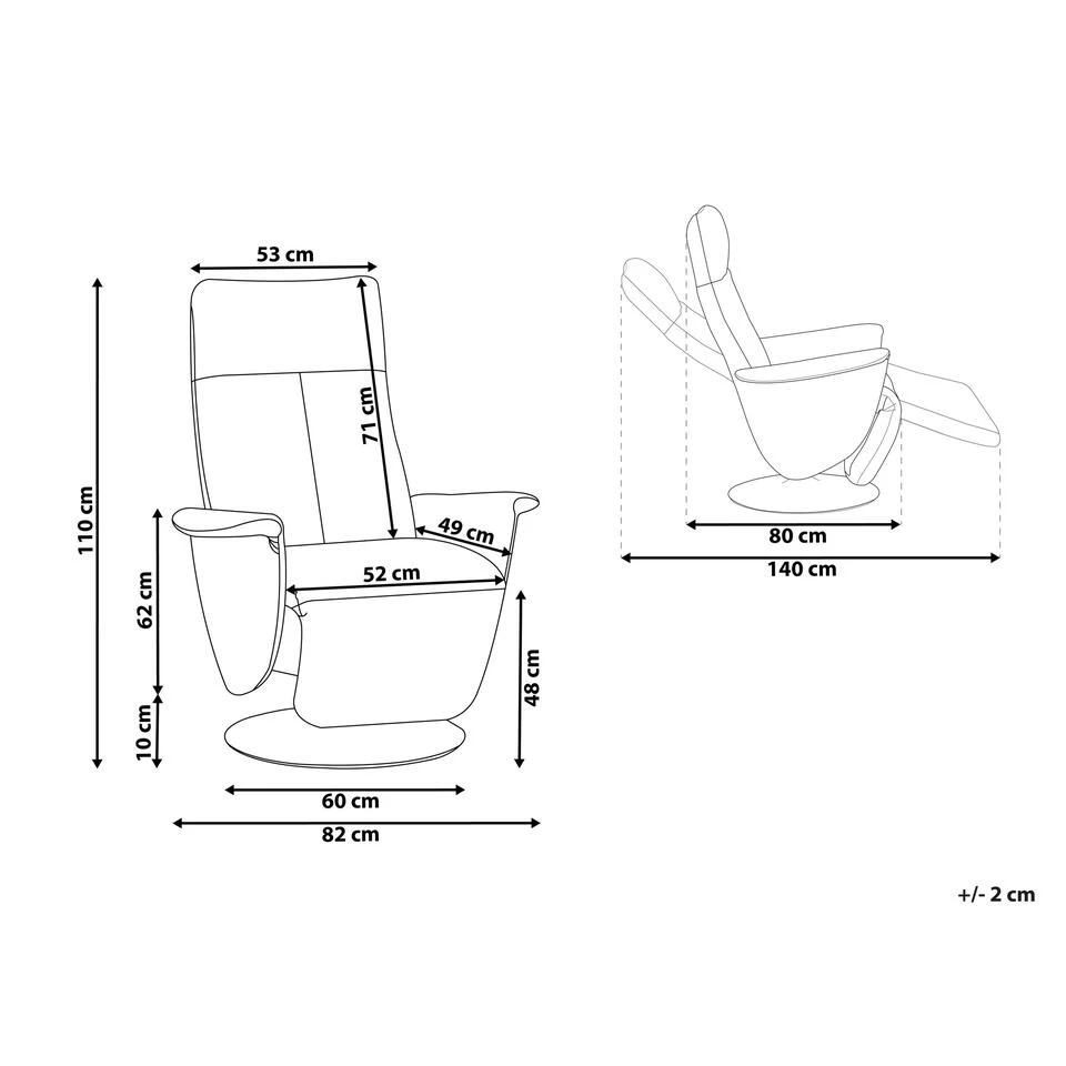 Beliani TV-fauteuil PRIME - Grijs Kunstleer 3 Beliani TV-fauteuil PRIME - Grijs Kunstleer - Afbeelding 3